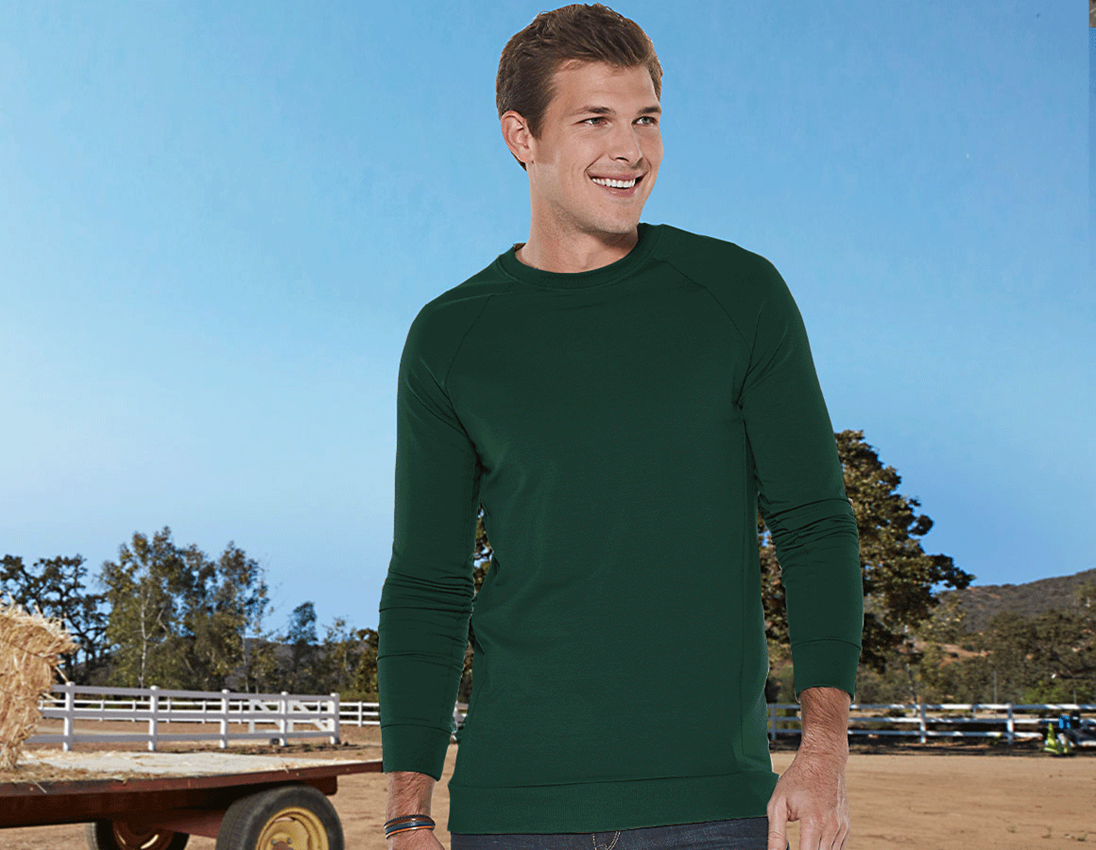 Shirts, Pullover & more: e.s. Sweatshirt cotton stretch, long fit + green