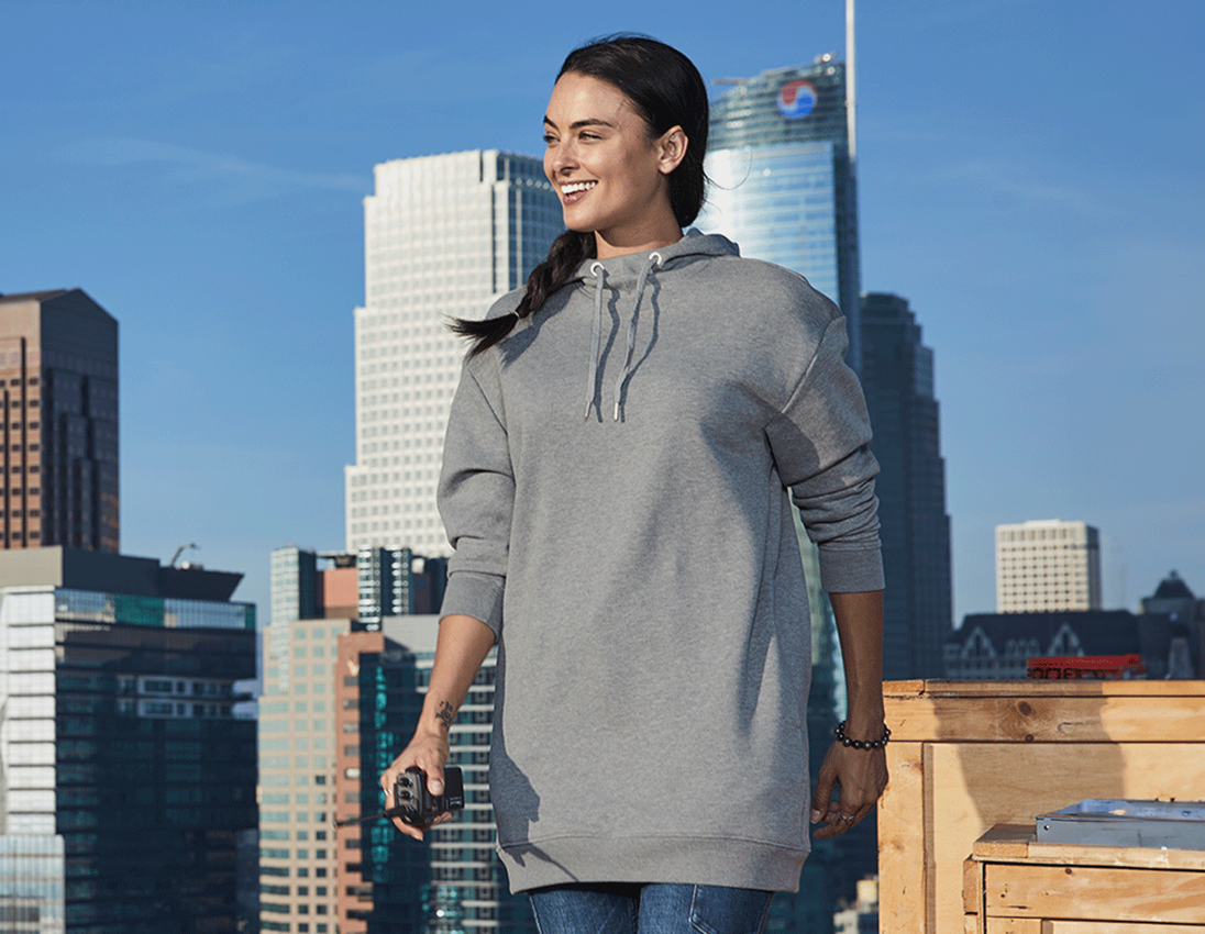 Shirts & Co.: e.s. Oversize Hoody-Sweatshirt poly cotton, Damen + graumeliert