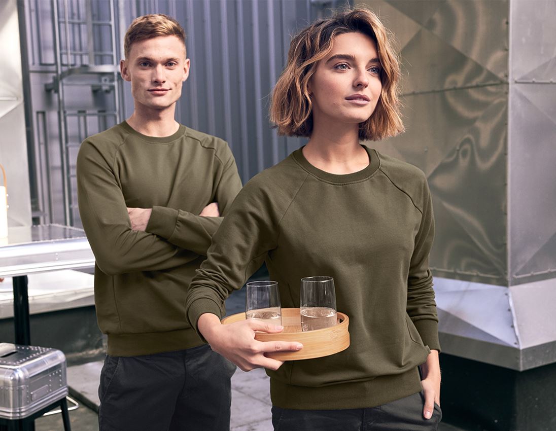 Shirts, Pullover & more: e.s. Sweatshirt cotton stretch, ladies' + mudgreen
