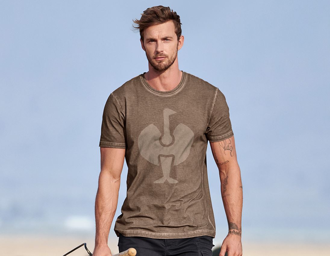 Shirts & Co.: T-Shirt e.s.motion ten ostrich + aschbraun vintage