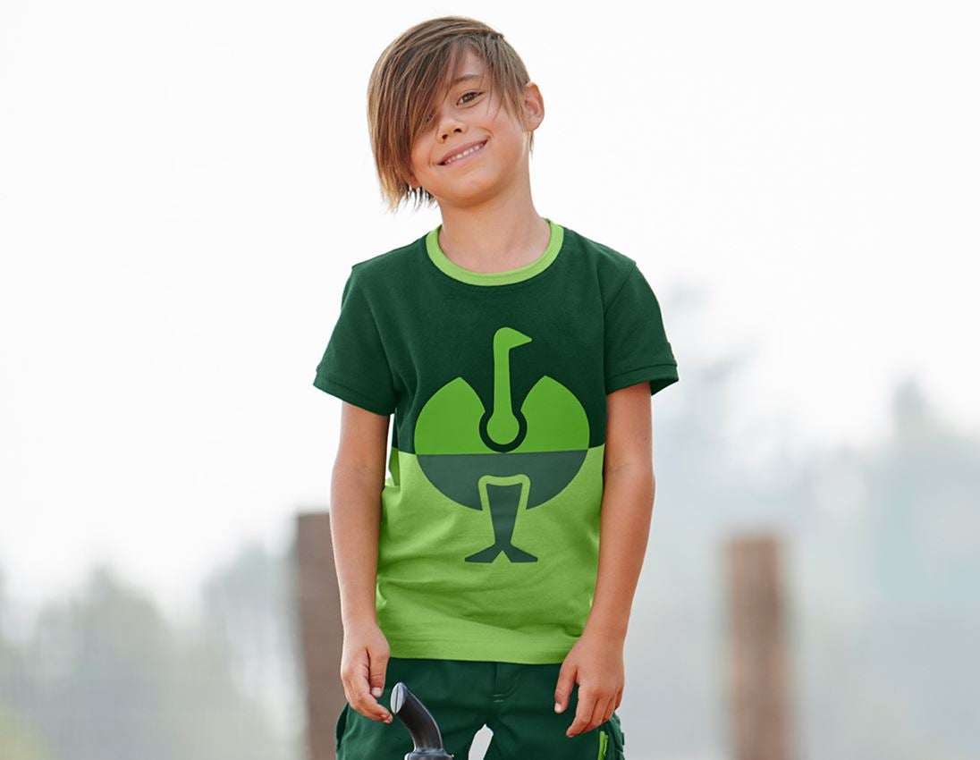 Hauts: e.s. Pique-Shirt colourblock, enfants + vert/vert d'eau