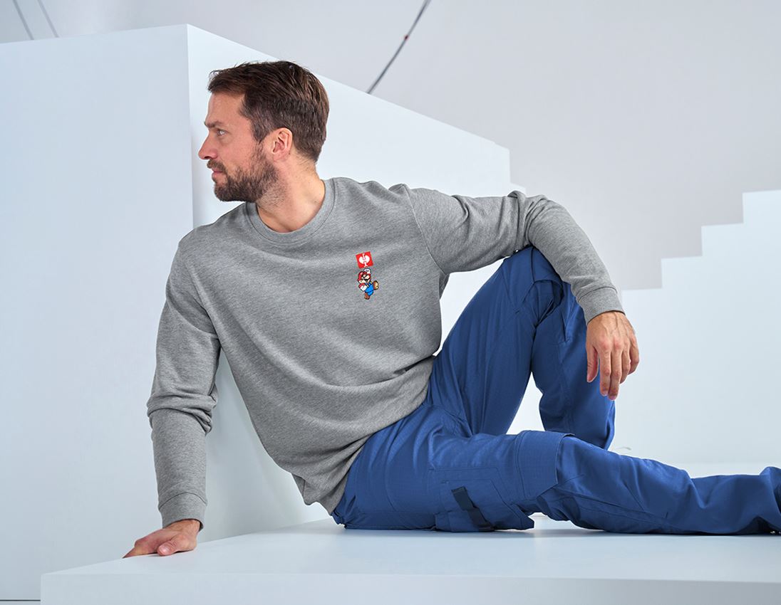 Collaborations: Super Mario Sweatshirt, men's + grey melange