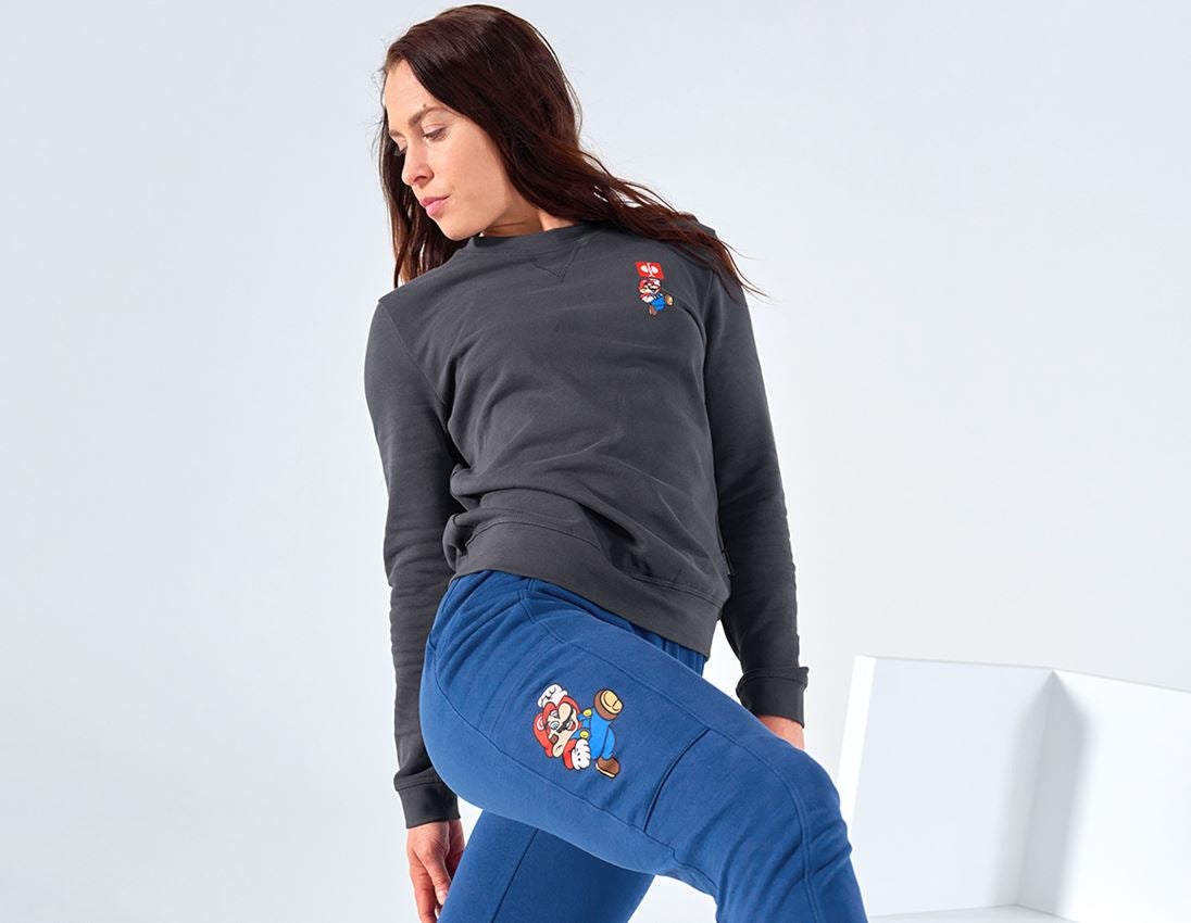Shirts & Co.: Super Mario Sweatshirt, Damen + anthrazit 1