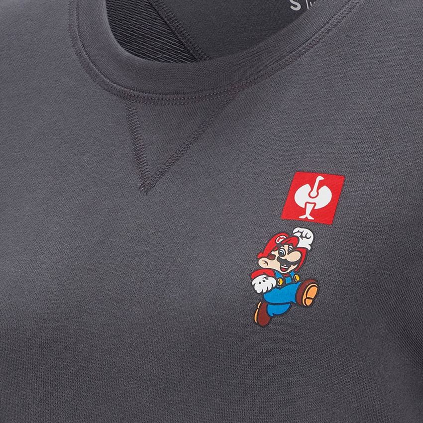 Shirts & Co.: Super Mario Sweatshirt, Damen + anthrazit 2