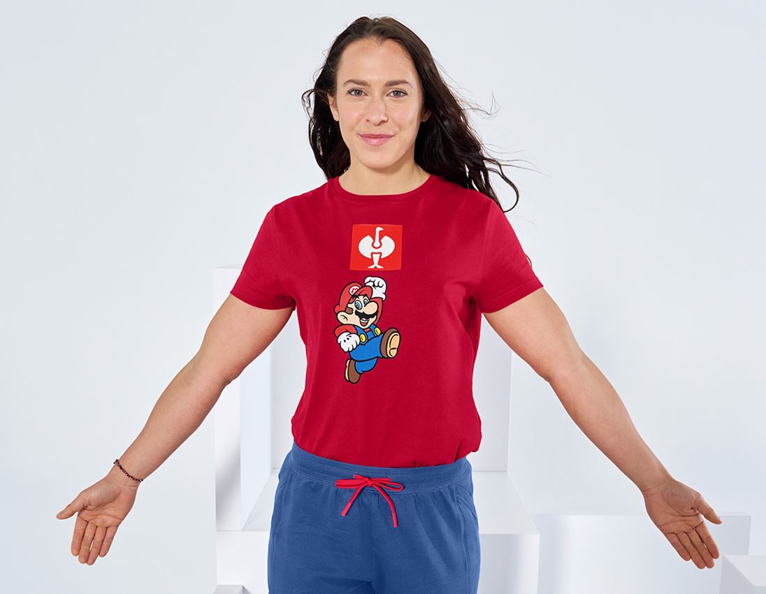 Hauts: Super Mario T-Shirt, femmes + rouge vif