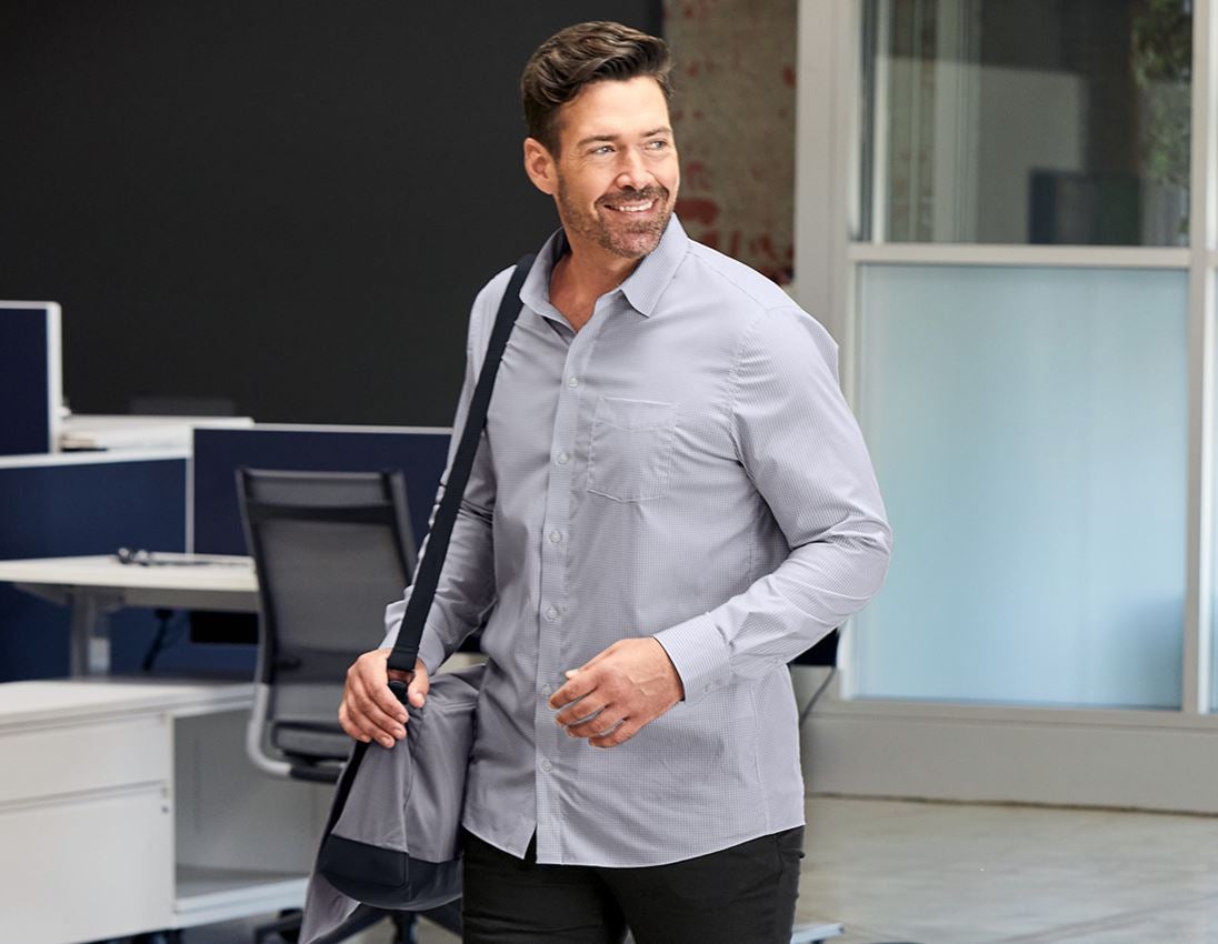 Shirts, Pullover & more: e.s. Business shirt cotton stretch, comfort fit + mistygrey checked