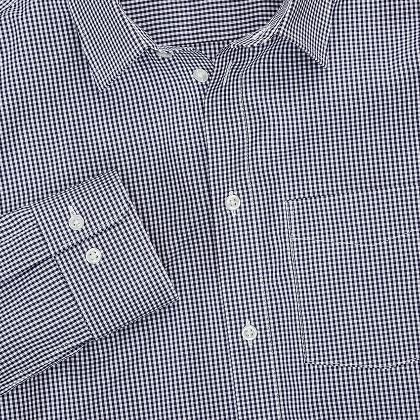 Hauts: e.s. Chemise de travail cotton stretch regular fit + bleu foncé à carreaux 3