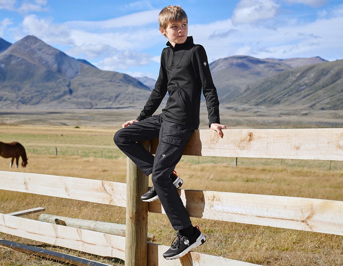 Shirts, Pullover & more: Funct.Troyer thermo stretch e.s.concrete child. + black 1