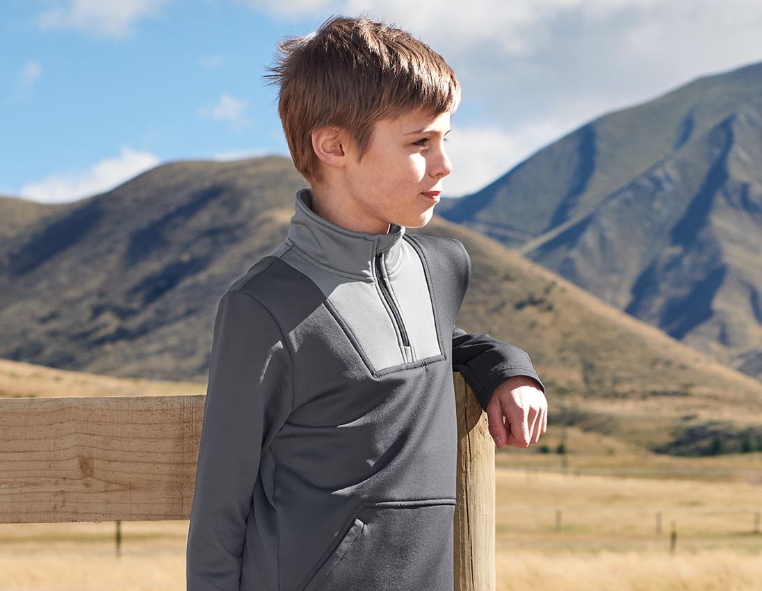 Shirts, Pullover & more: Funct.Troyer thermo stretch e.s.concrete child. + anthracite/pearlgrey 1