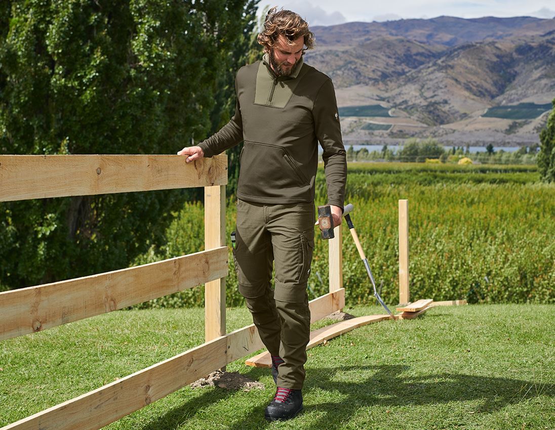 Shirts, Pullover & more: Functional-troyer thermo stretch e.s.concrete + mudgreen/stipagreen 1