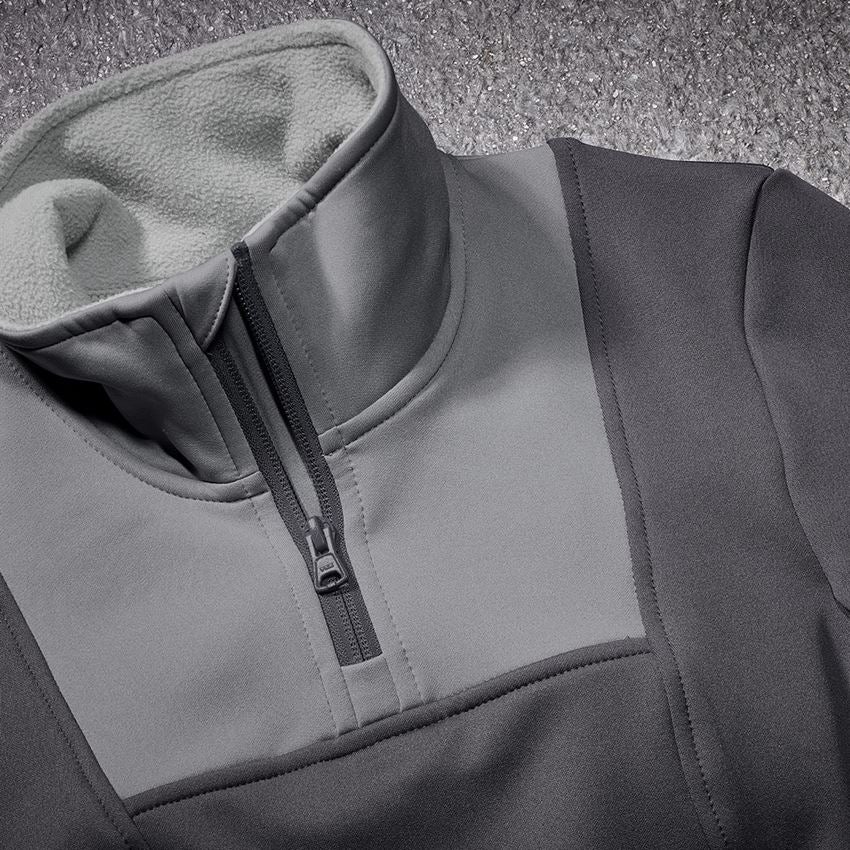 Shirts, Pullover & more: Funct.Troyer thermo stretch e.s.concrete, ladies‘ + anthracite/pearlgrey 2