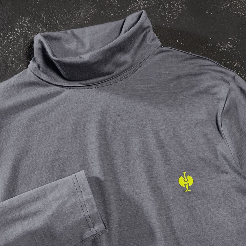 Shirts, Pullover & more: Turtle neck shirt Merino e.s.trail + basaltgrey/acid yellow 2