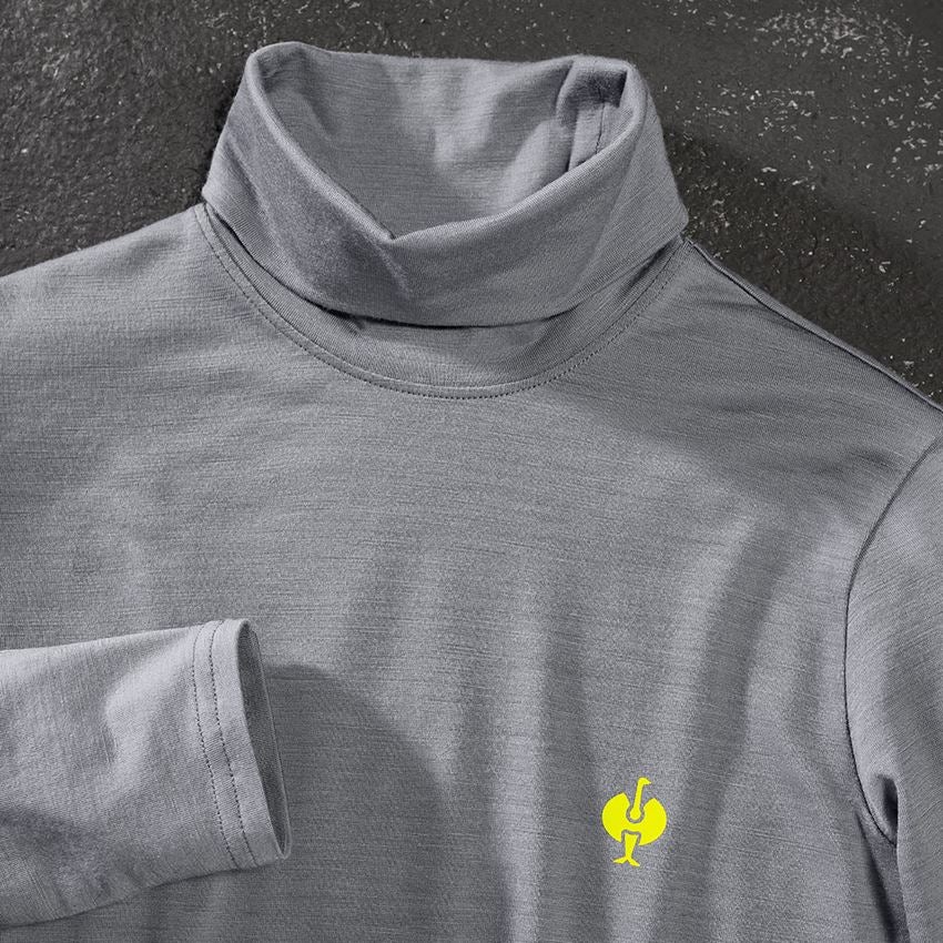 Shirts, Pullover & more: Turtle neck shirt Merino e.s.trail, ladies' + basaltgrey/acid yellow 2