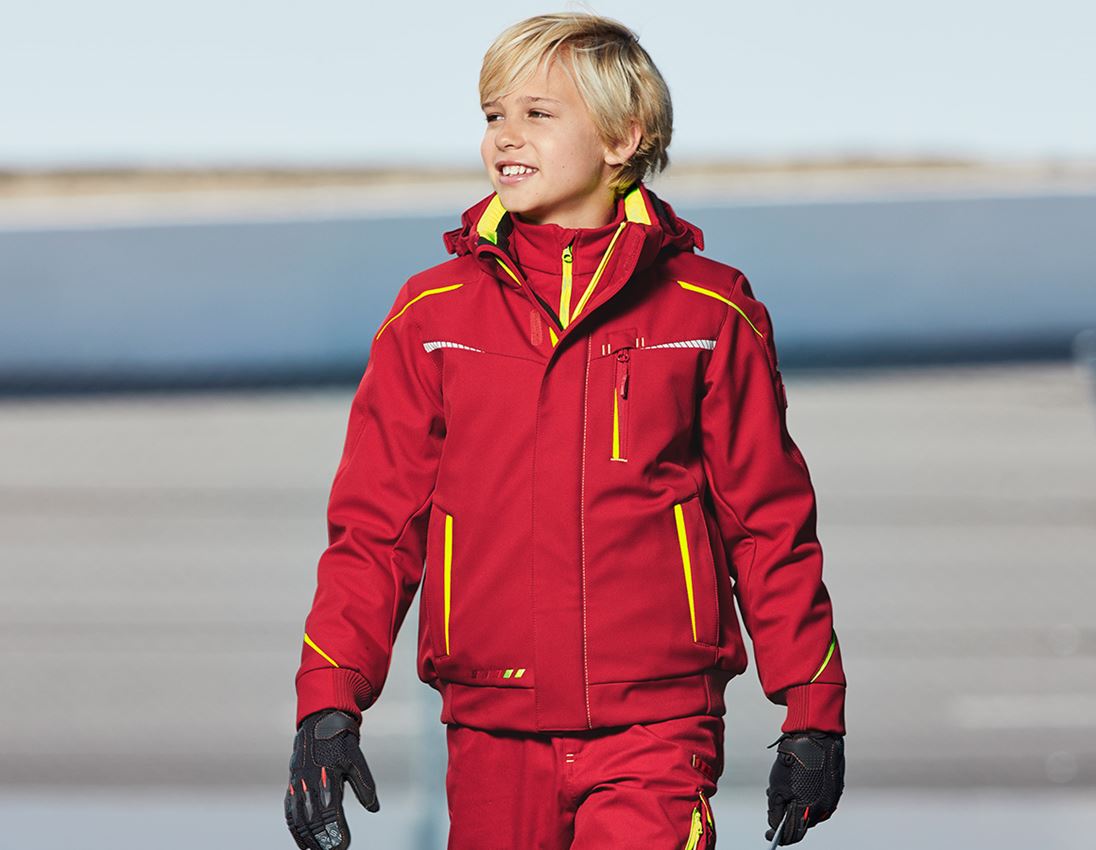 Vestes: Veste softshell d'hiver e.s.motion 2020, enfants + rouge vif/jaune fluo