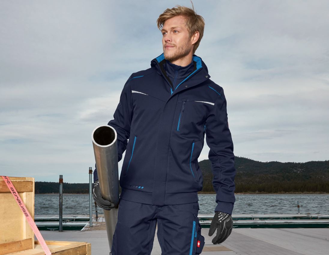 Plumbers / Installers: Winter softshell jacket e.s.motion 2020, men's + navy/atoll