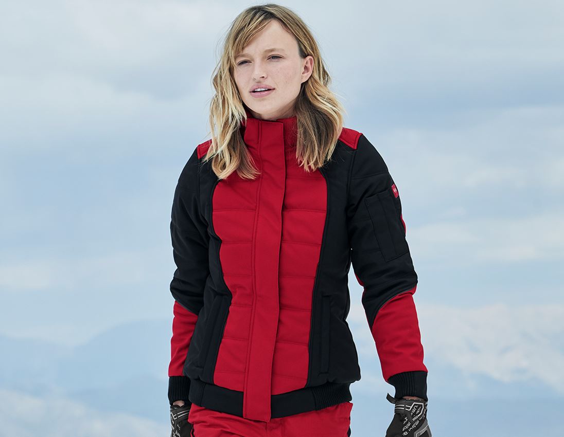 Vestes de travail: Veste softshell d'hiver e.s.vision, femmes + rouge/noir