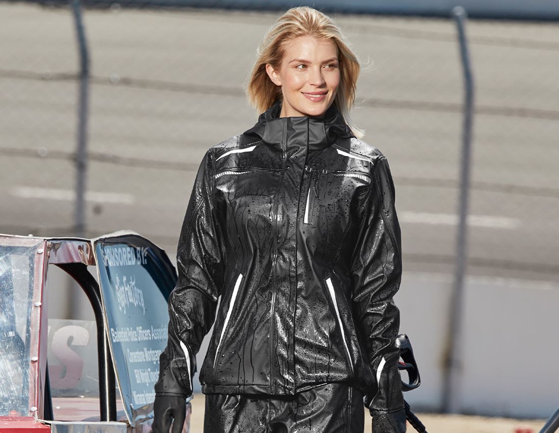 Work Jackets: Rain jacket e.s.motion 2020 superflex, ladies' + black/platinum