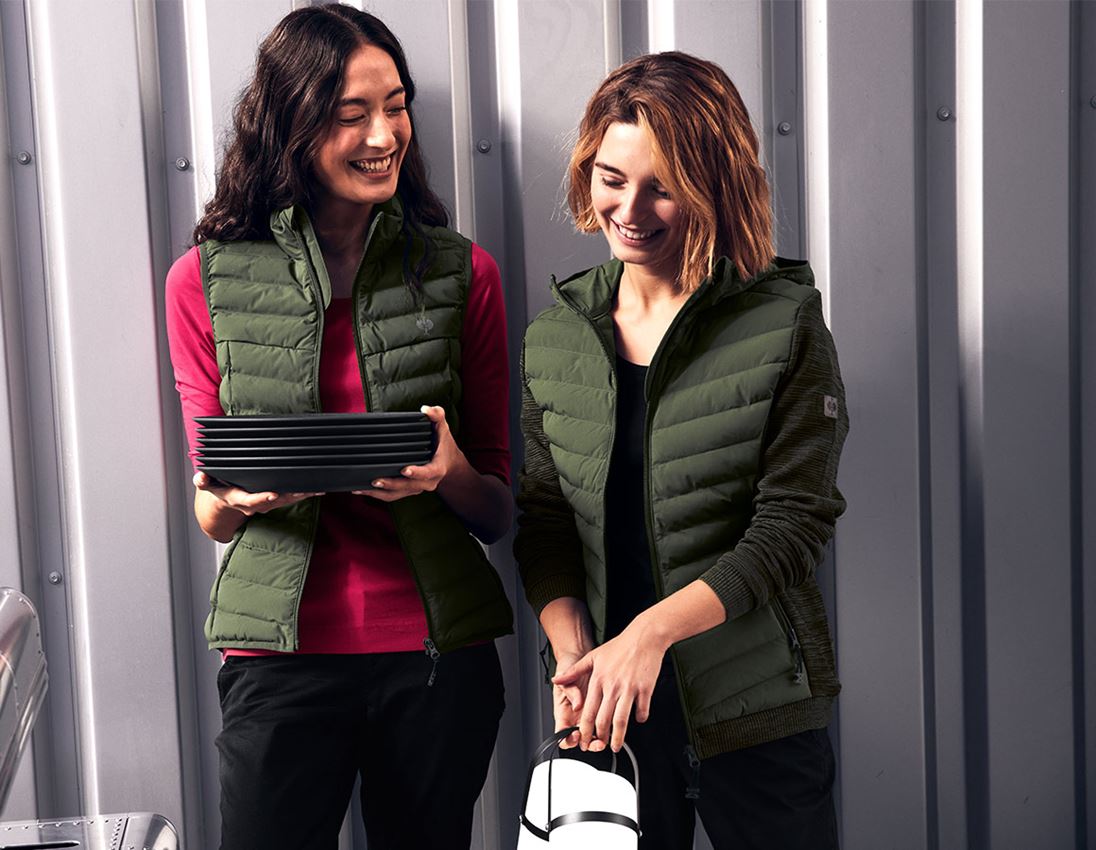 Work Jackets: Hybrid hooded knitted jacket e.s.motion ten,ladies + disguisegreen melange 1