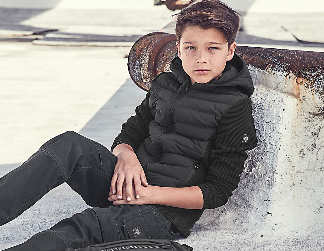 For the little ones: Hybrid hooded knitted jacket e.s.motion ten,child. + black