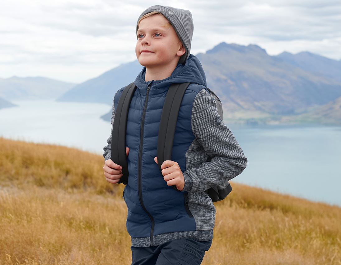 Jackets: Hybrid hooded knitted jacket e.s.motion ten,child. + slateblue melange