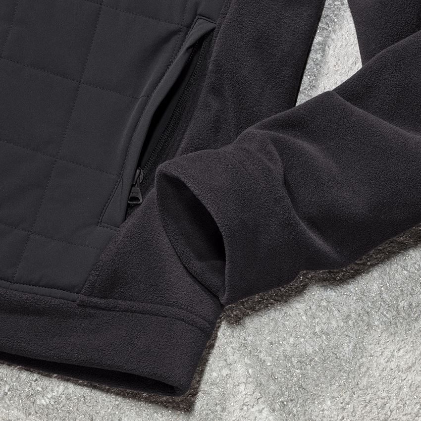 Work Jackets: Hybrid fleece hoody jacket e.s.concrete + black 2