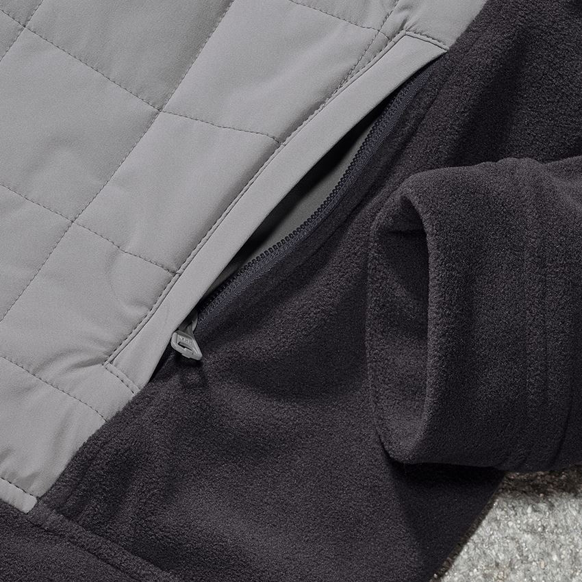 Work Jackets: Hybrid fleece hoody e.s.concrete + black/basaltgrey 2