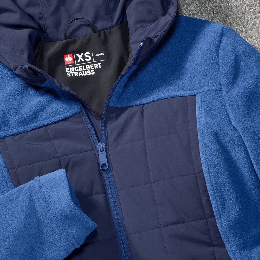Work Jackets: Hybrid fleece hoody jacket e.s.concrete, ladies' + alkaliblue/deepblue 2