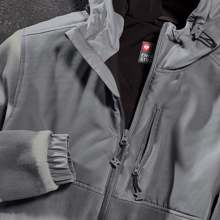 Work Jackets: Hybrid fleece hoody jacket tie-dye e.s.motion ten + granite/opalgrey 2