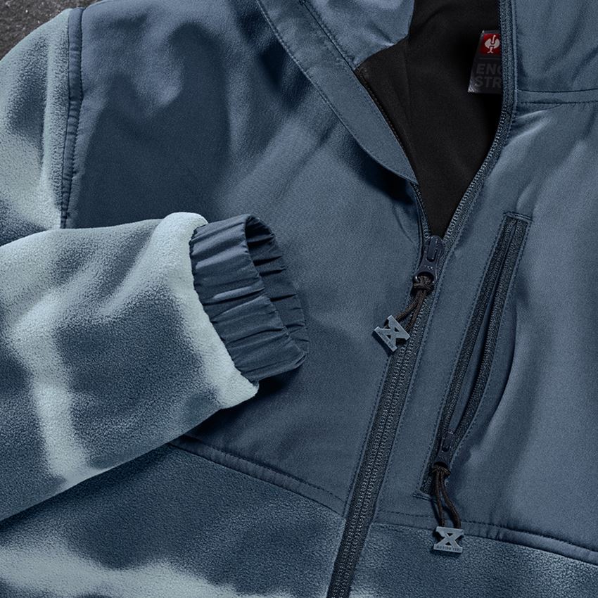 Work Jackets: Hybrid fleece hoody jacket tie-dye e.s.motion ten + slateblue/smokeblue 2