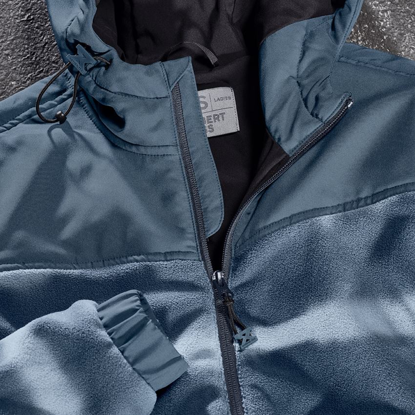 Work Jackets: Hybr.fleece hoody jacket tie-dye e.s.motion ten,l. + slateblue/smokeblue 2