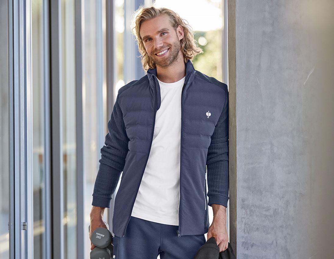 Vestes de travail: Veste en tricot hybride e.s.trail + bleu profond/blanc 2