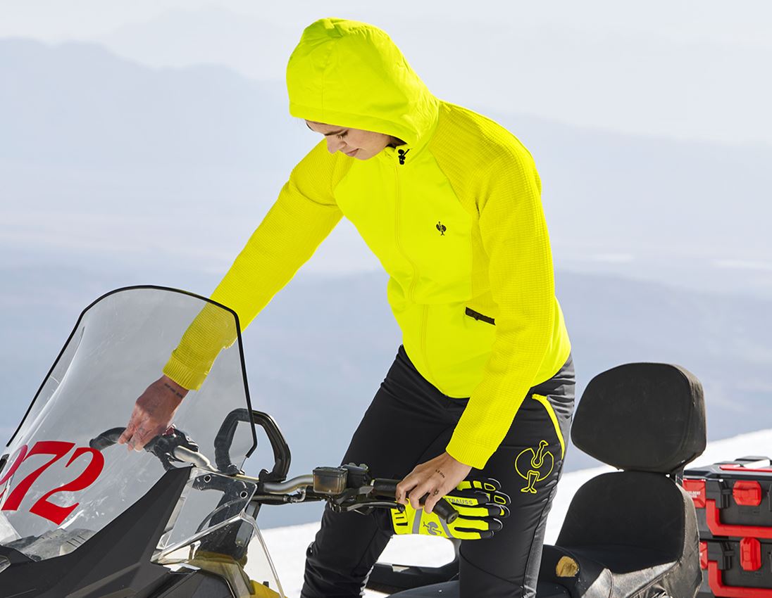 Work Jackets: Hybrid hooded knitted jacket e.s.trail, ladies' + acid yellow/black 1