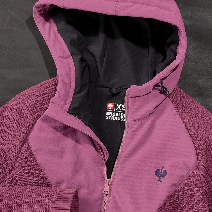 Work Jackets: Hybrid hooded knitted jacket e.s.trail, ladies' + tarapink/deepblue 2
