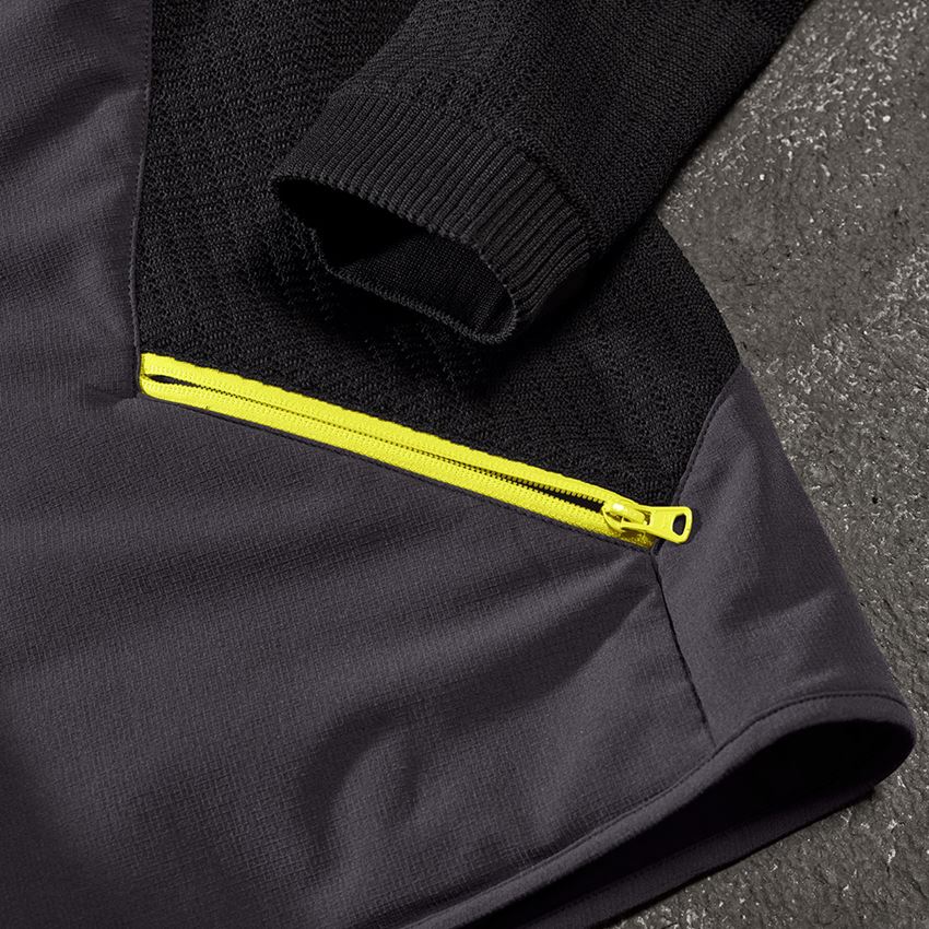 Work Jackets: Hybrid hooded knitted jacket e.s.trail + black/acid yellow 2