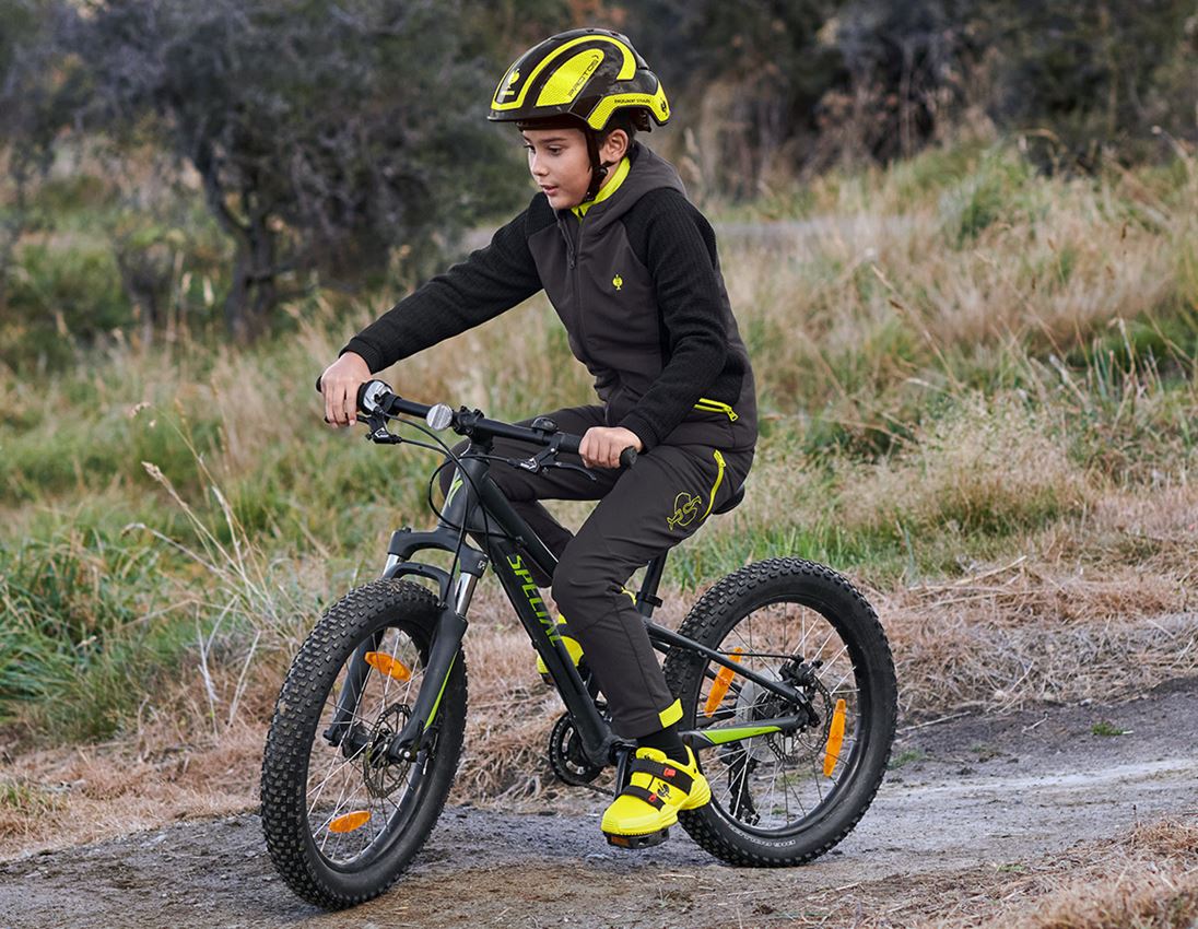 Jackets: Hybrid hooded knitted jacket e.s.trail, children's + black/acid yellow 1