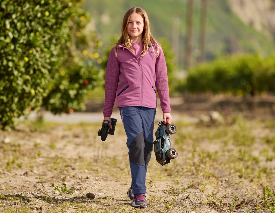 Vestes: Veste en tricot à capuche hybride e.s.trail,enfant + rose tara/bleu profond 1