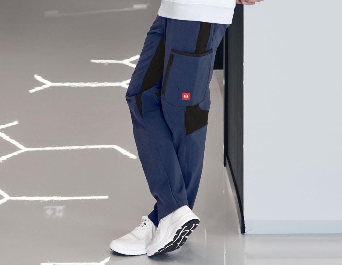 Pantalons de travail: Pantalon Cargo e.s.vision stretch, hommes + bleu profond 1