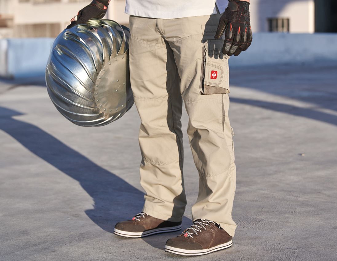 Pantalons de travail: Pantalon à taille élastique e.s.motion d’été + sable/kaki/pierre