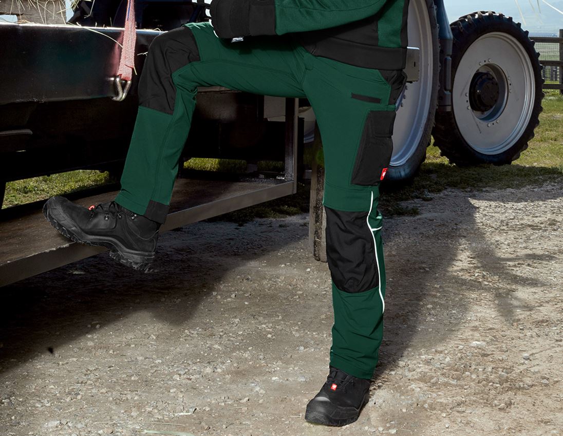 Pantalons de travail: Fonct. pantalon à taille élast. e.s.dynashield + vert/noir 1