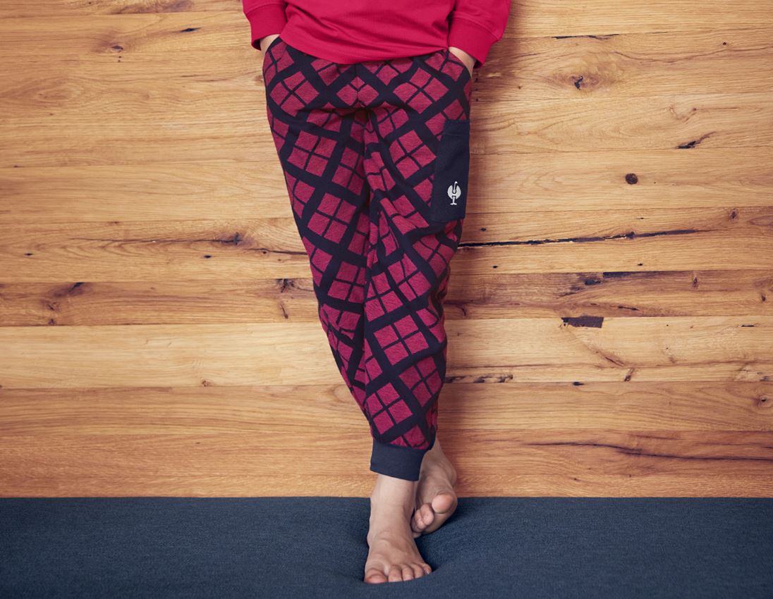 Accessoires: e.s. Pyjama Pantalon, enfants + rose foncé à carreaux