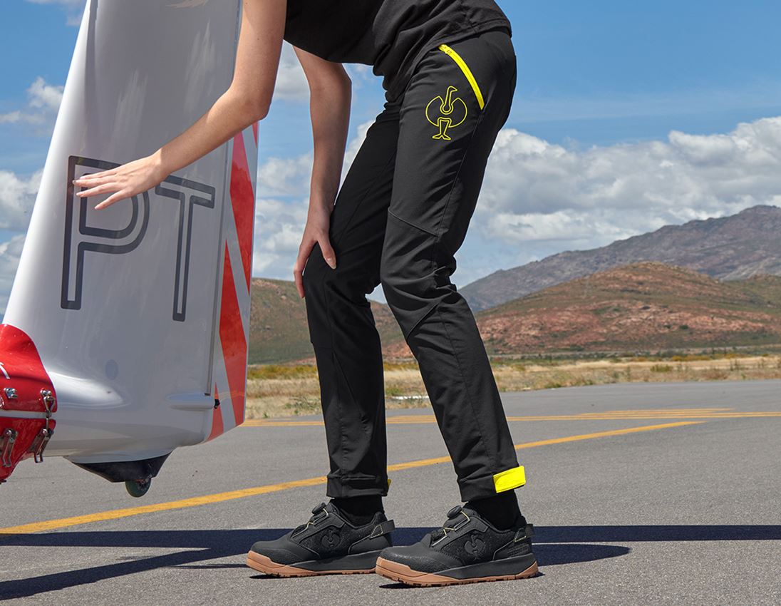 Work Trousers: Functional trousers e.s.trail, ladies' + black/acid yellow
