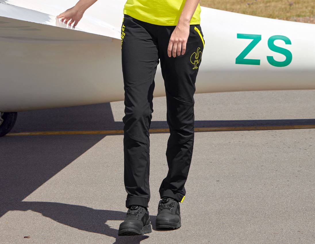 Work Trousers: Functional trousers e.s.trail, ladies' + black/acid yellow 1