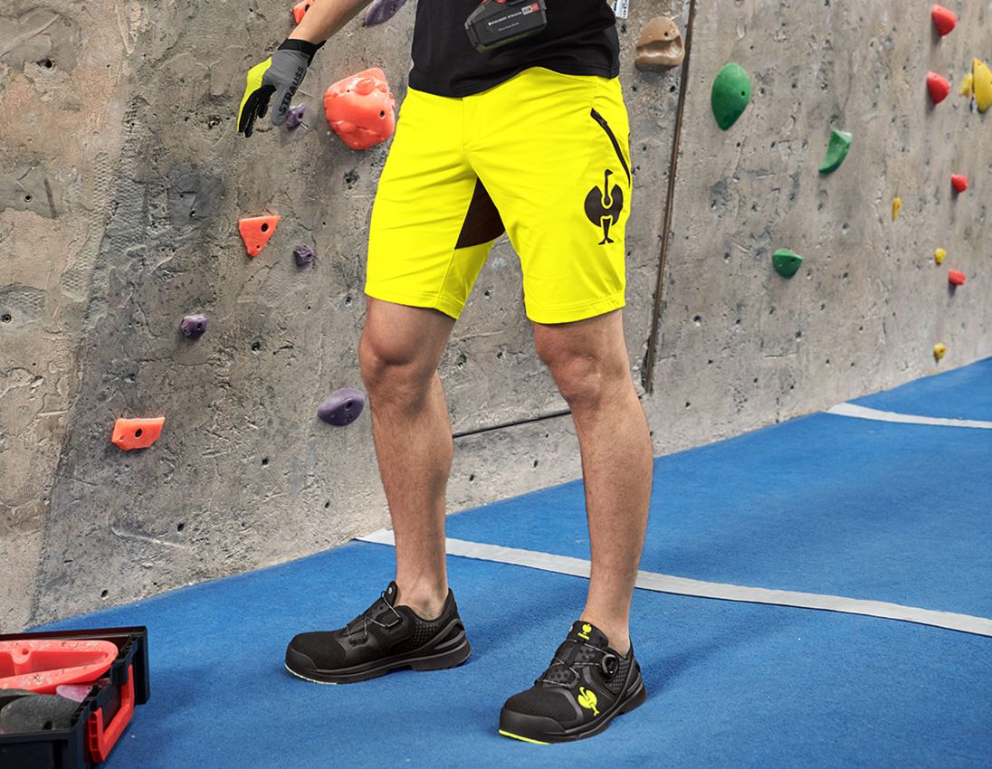 Work Trousers: Functional short e.s.trail + acid yellow/black