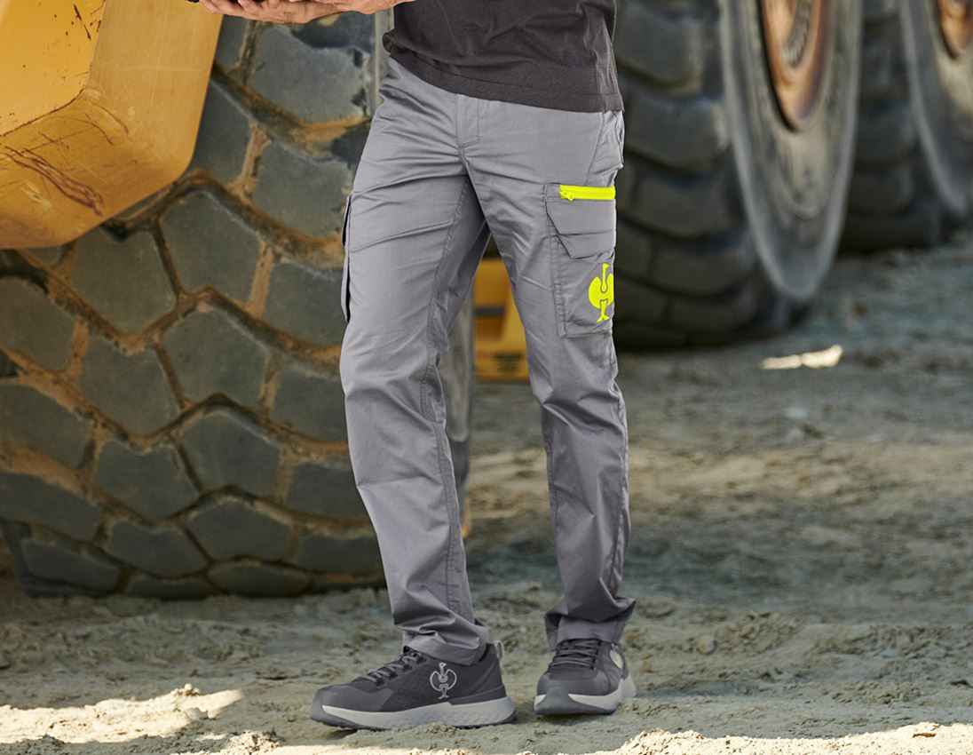 Work Trousers: Cargo trousers e.s.trail + basaltgrey/acid yellow