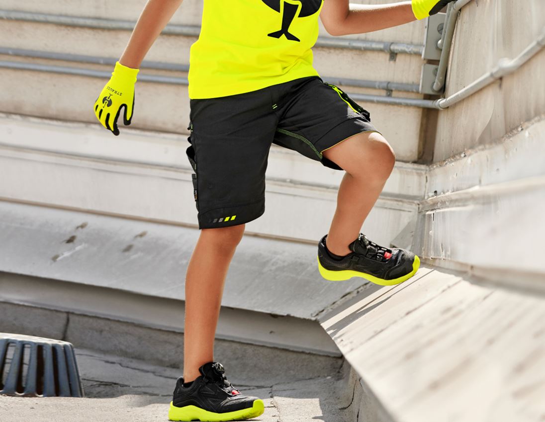 Clothing: SET:Kids' trousers e.s.motion 2020+shorts+footb. + black/high-vis yellow/high-vis orange