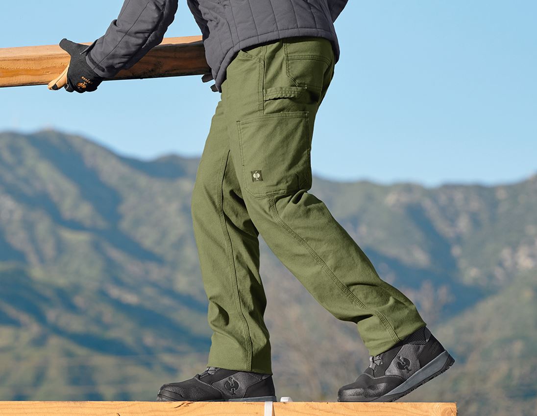 Pantalons de travail: Pantalon à taille élastique e.s.iconic + vert montagne