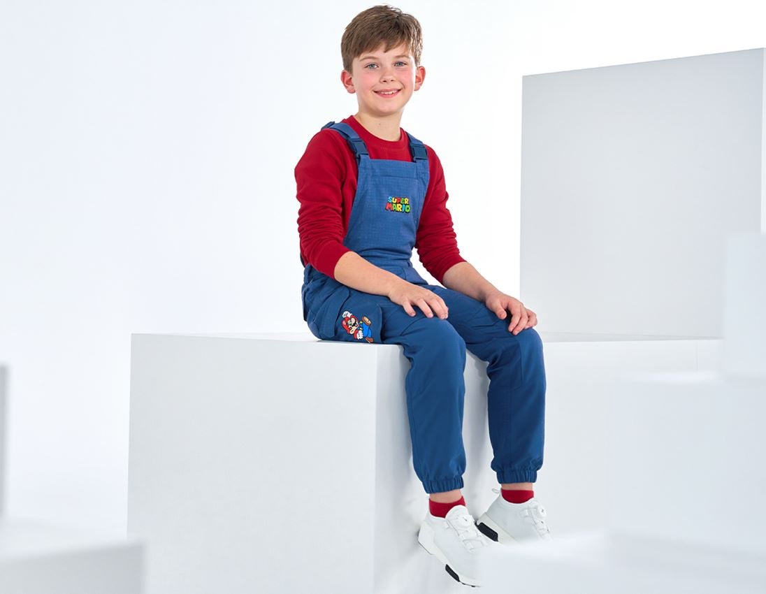 Trousers: Super Mario Bib & Brace, children's + alkaliblue