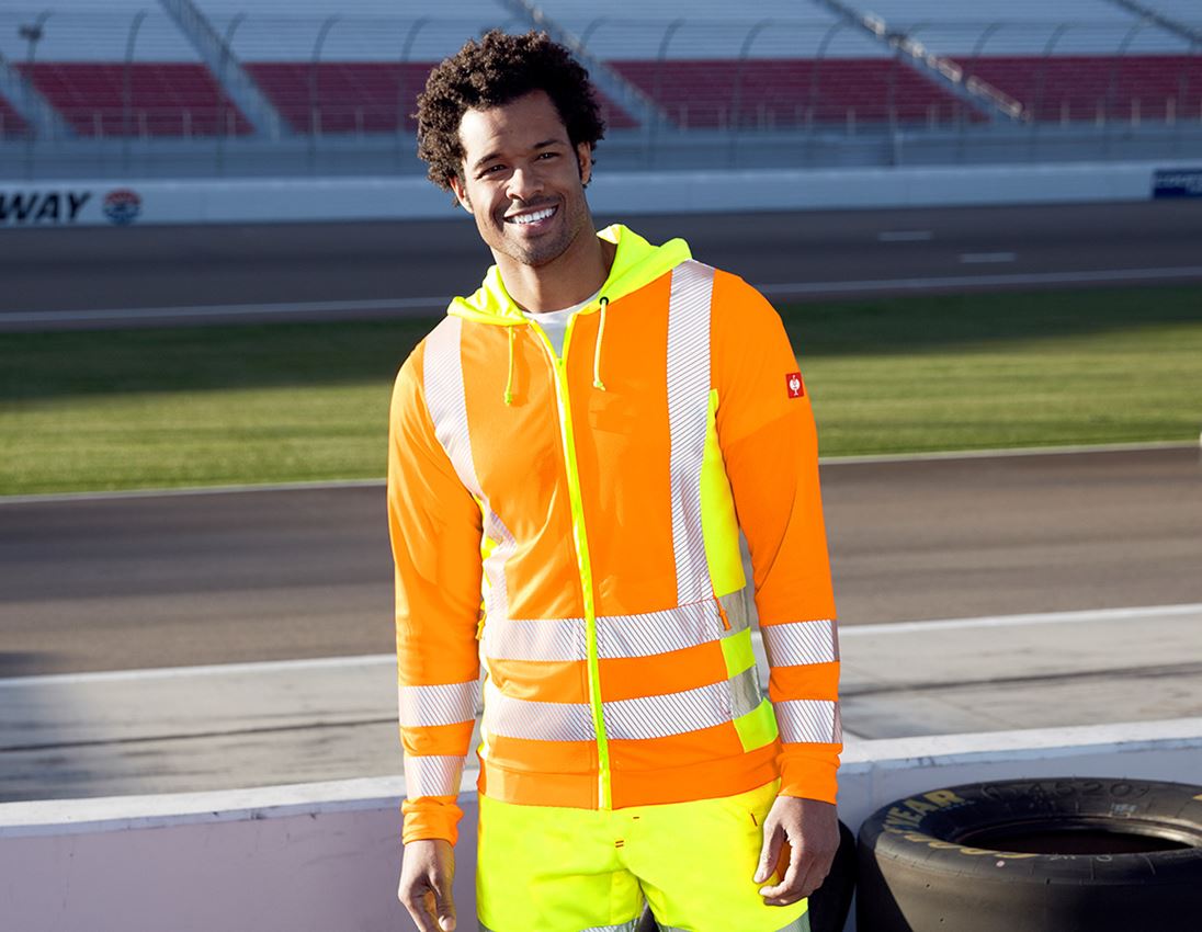 Work Jackets: High-vis functional hooded jacket e.s.motion 2020 + high-vis orange/high-vis yellow