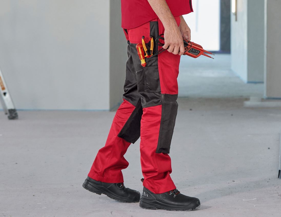 Pantalons de travail: Pantalon à taille élastique e.s.image + rouge/noir 2