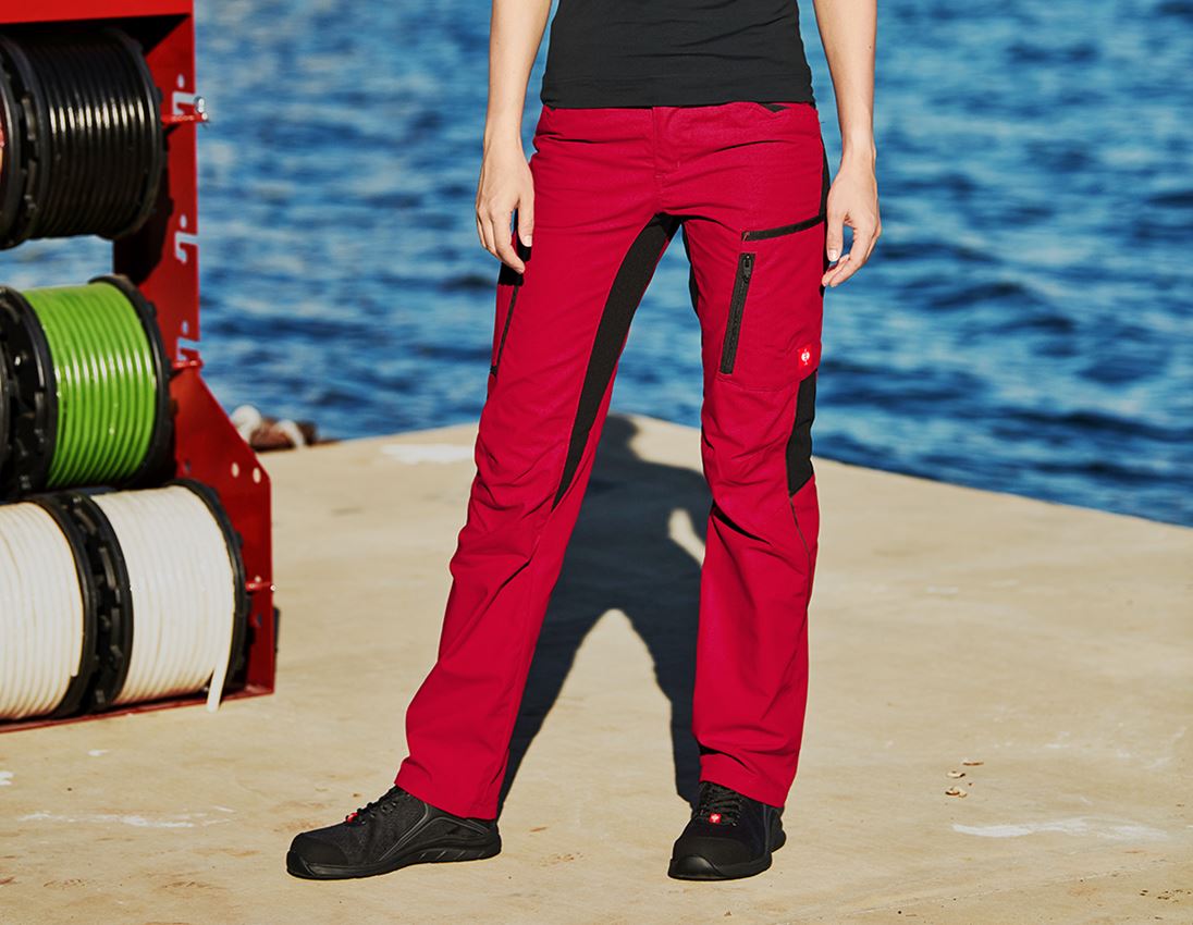 Horti-/ Sylvi-/ Agriculture: Pantalon à taille élastique femmes e.s.vision + rouge/noir